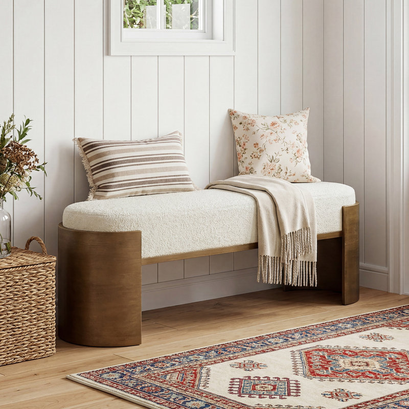 47.24" Upholstered Solid Wood Bench, End of Bed Bench for Bedroom