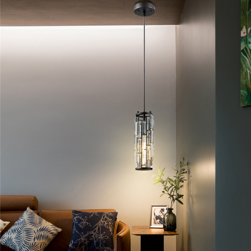 Luminaire suspendu en cristal 1 lumière Ruthel, Noir
