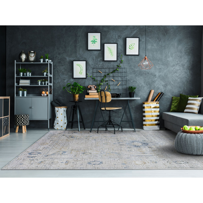 Highpoint 1066-185 crème / beige / bleu, Rectangle 5 pi 2 po x 7 pi