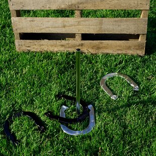 Horseshoes Game Set in Wooden Crate Box, Vintage Gamelife by Sportcraft 