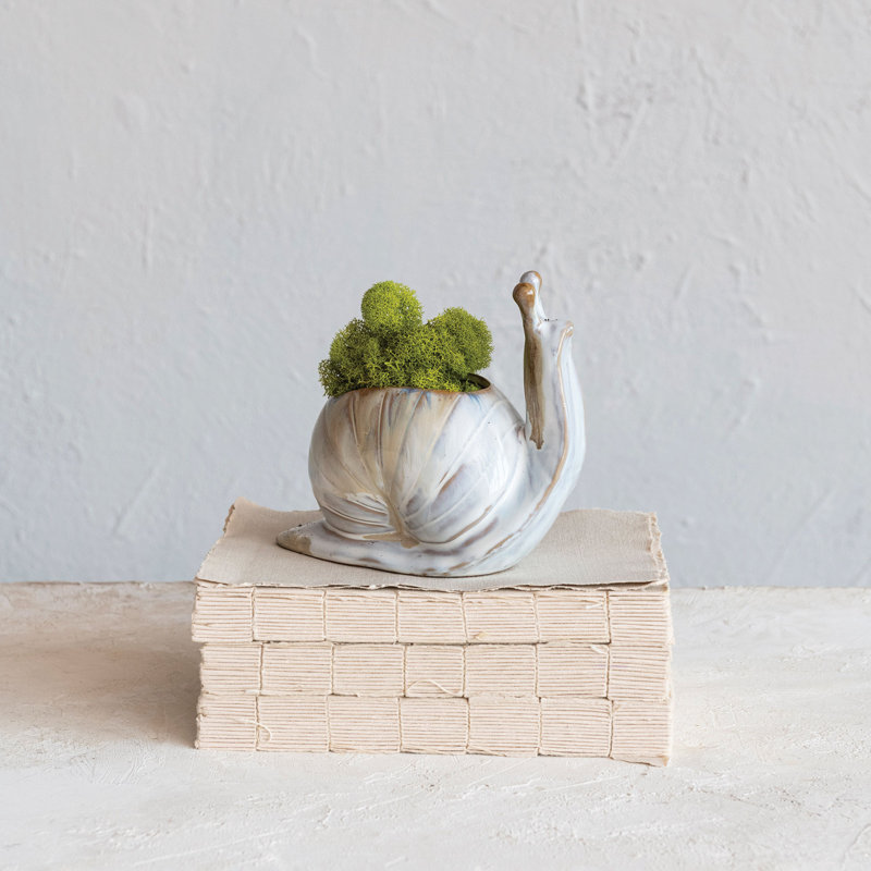 Vase / pot à fleurs en grès avec glacis réactif