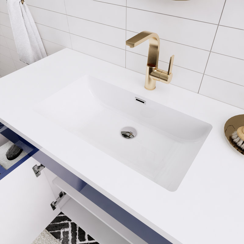 41.75'' Single Bathroom Vanity with Acrylic Top, Night Blue