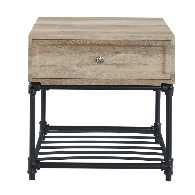 Oak & Sandy Gray Finish End Table