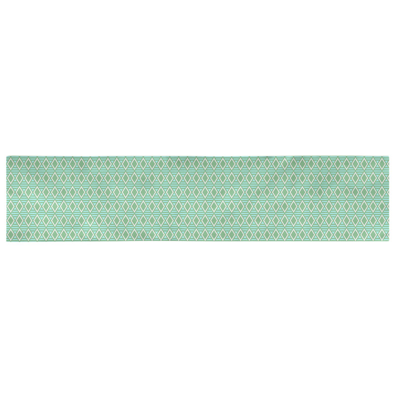 Chemin de table à carreaux géométriques Avicia, 73,5 po x 17,5 po, Polyester, Vert / Sarcelle