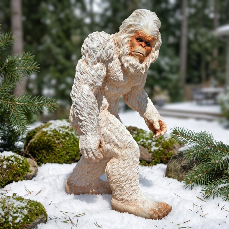 Statue yéti de jardin Bigfoot, Grand, Blanc