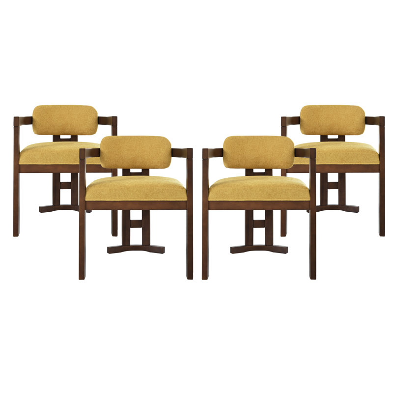Chaises de salle à manger rembourrées Chuang, Bois brun / jaune, 4