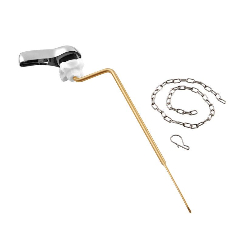 Ensemble de remplacement universel pour poignée de toilette à fixation latérale en chrome - levier en laiton durable et chaîne réglable pour réservoirs standards