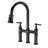 Matte Black Kitchen Faucet With Pull-Down Feature - Dual Handles For Accurate Water Management 360-Degree Rotatable High Nozzle Enlarged Cleaning Zone Brass Build Reliability Bridge Functionality