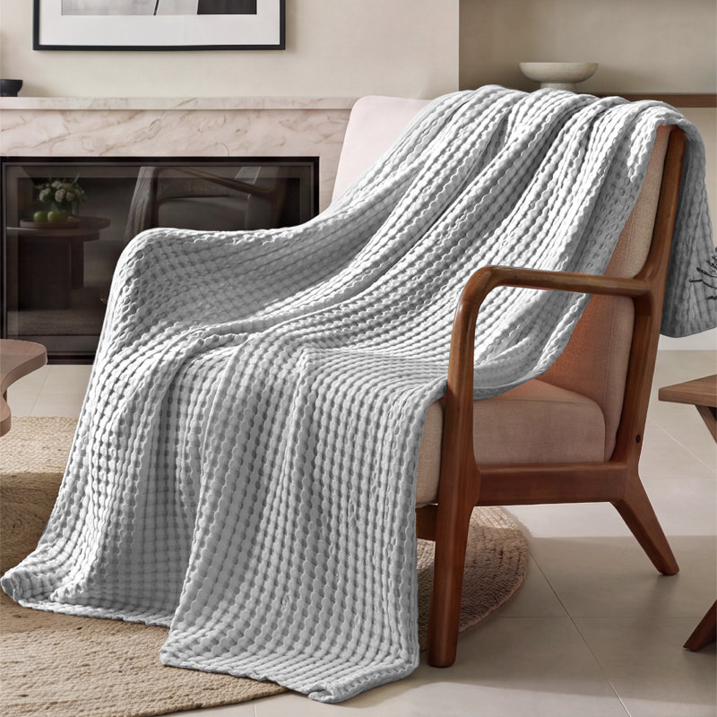 Couverture gaufrée Bedsure en coton et rayonne de bambou, légère et respirante pour un confort toute l'année, Très grand lit