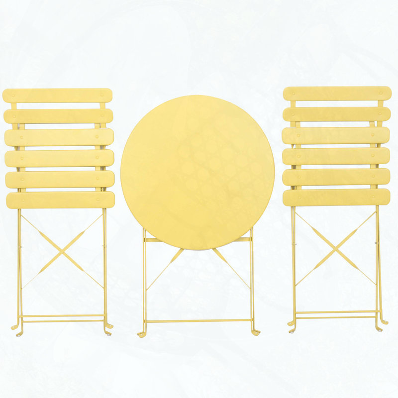 Ensemble de table bistro 3 pièces en métal jaune