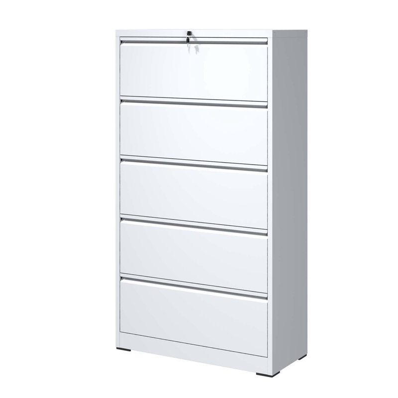 Classeur latéral en métal 5 tiroirs, Blanc
