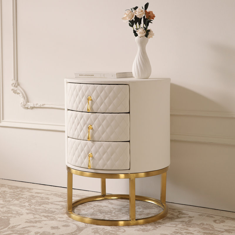 Eveanna 18.3'' W Nightstand, White/Gold