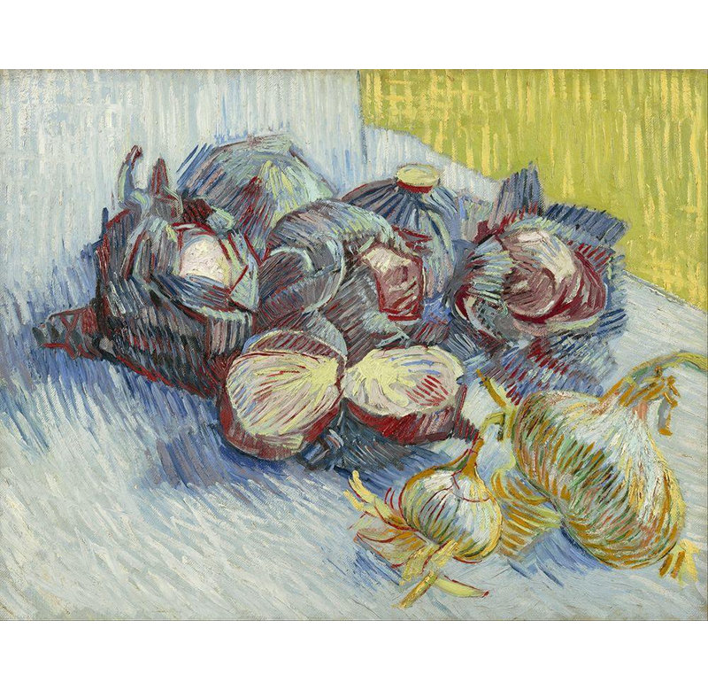 «Red Barrel Studio® van Gogh, Vincent», reproduction d'art sur toile tendue: choux et oignons rouges, H 20 po x l 24 po