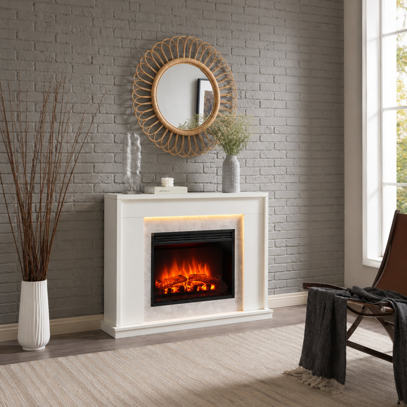 FLAMME Ecula Electric Fireplace with surround and 2kW Fireplace Heater White Multiple Colours Available