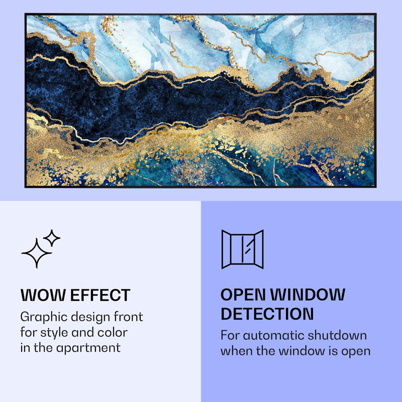 Klarstein 700 Watt Electric Wall Mounted Space Heater with Adjustable Thermostat, Black