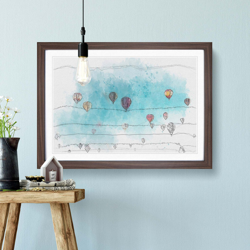 The Hot Air Balloons in Abstract - Picture Frame Graphic Art Print, Walnut Framed, 62cm H x 87cm W x 2cm D