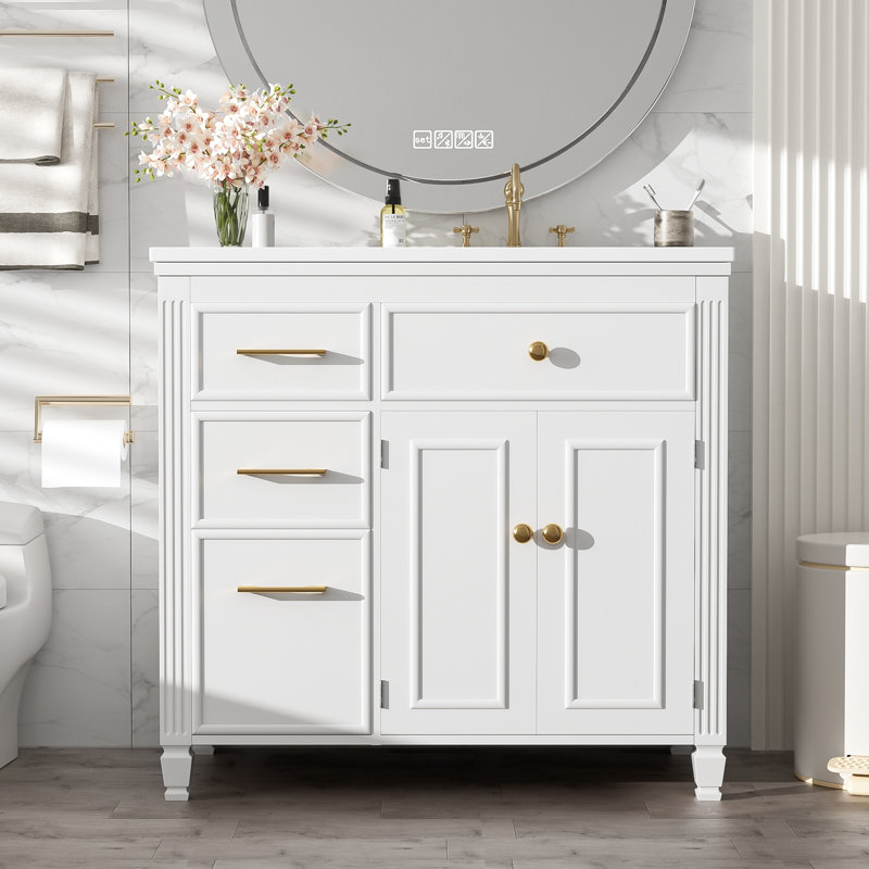 Meuble-lavabo de salle de bain avec lavabo, Blanc