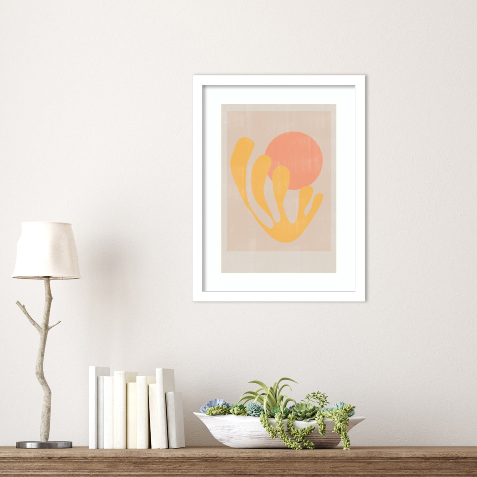 Giese "Modern Plant No. 2" Print, White, 17" H x 13" W