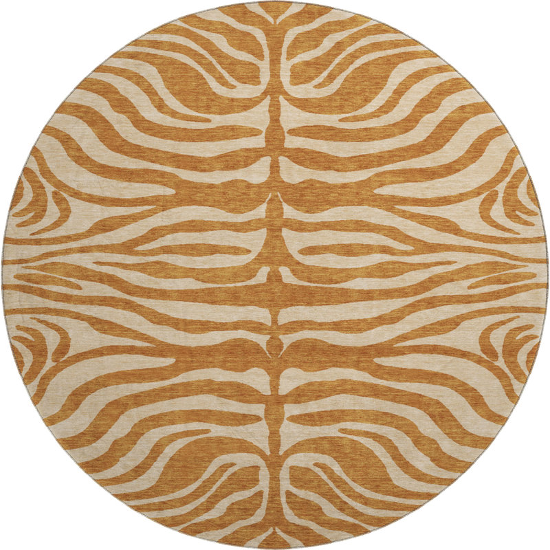 Premium Machine Washable Kian AMF1042 Animal Print Rug, Round 8'