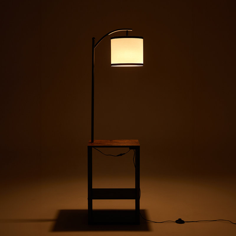 148cm Polished Torchiere Floor Lamp with USB and Outlet