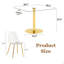 Ensemble de table et de chaises Table de salle à manger carrée en verre minimaliste moderne de 38,5 pouces avec base en métal doré. Comprend 4 chaises en plastique transparent avec pieds en métal doré.-131276691-131276693