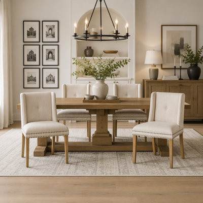 Light Luxury Rivet Upholstered Dining Chair Set of 2