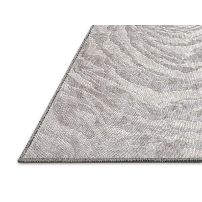 Machine Washable Gray Area Rug, Square 8'