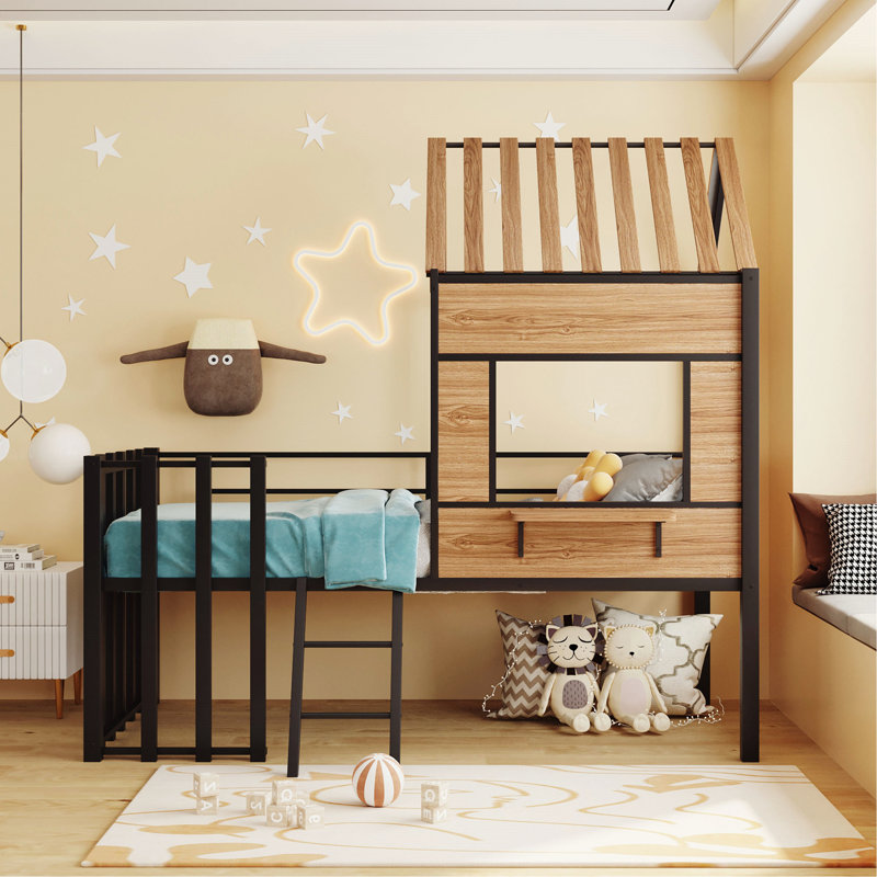 Peosta Kids Twin Loft Bed, Black