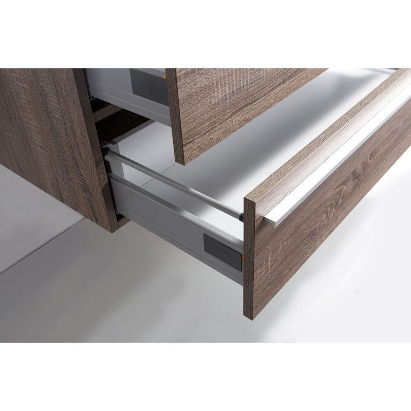 Jordyn 59'' Double Bathroom Vanity with Plastic Top, Soft Oak