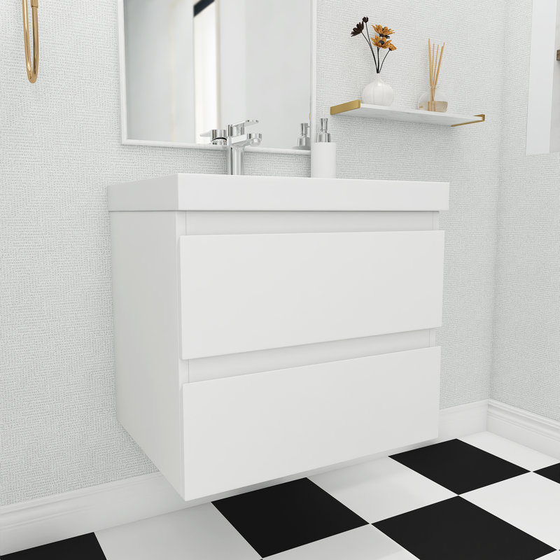 Meuble-lavabo mural simple 23,7 po avec surface solide