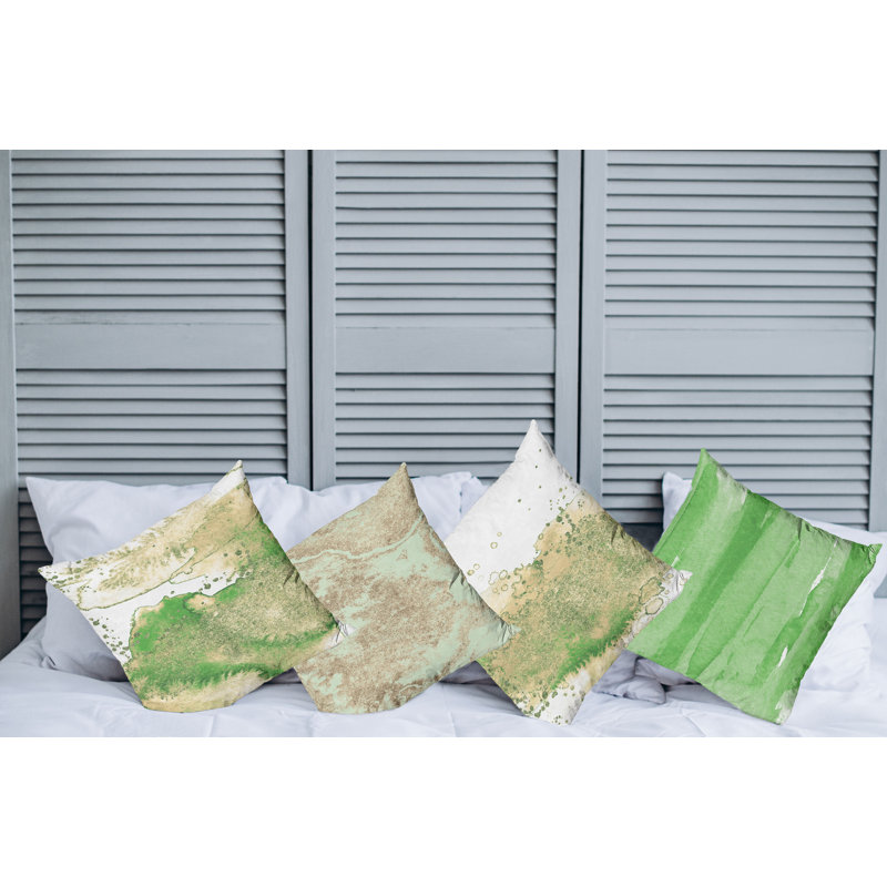 Housse de coussin Moncalieri, Gris / jaune / vert fougère, 12 po x 12 po