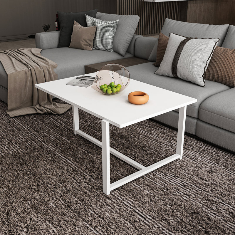 Geometric Coffee Table, White, White