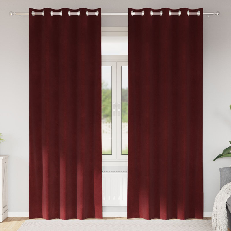 Curtains Polyester Medium Decorative Inlays, 140cm Width x 225cm Drop, Burgundy