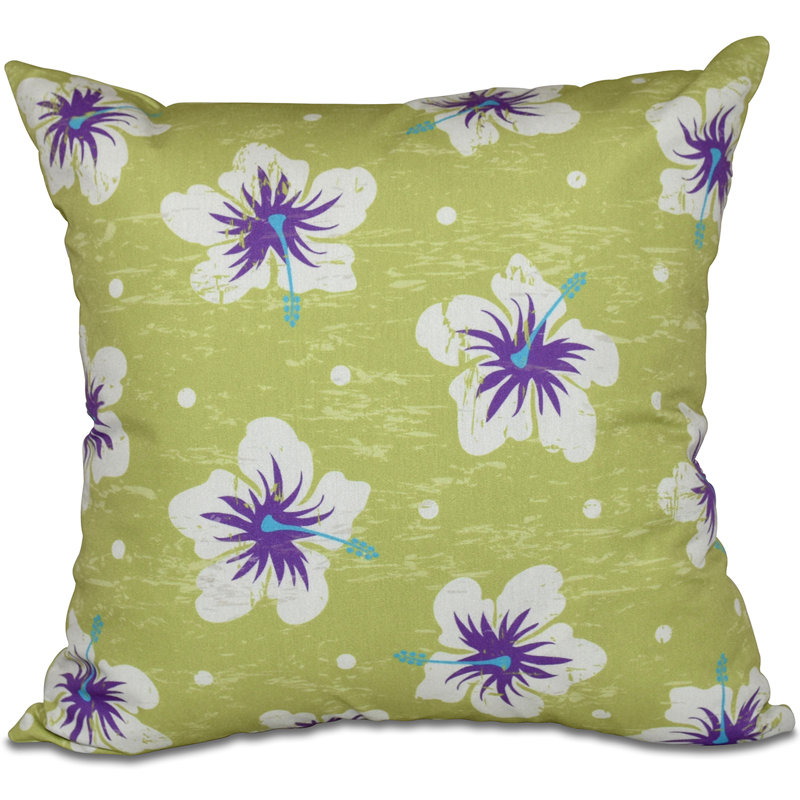 Coussin Hibiscus, H 18 po x l 18 po, Vert clair