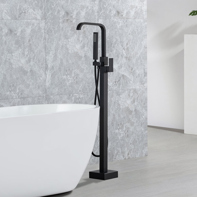 1 Handle Floor Clawfoot Tub Faucet with Diverter, Matte Black