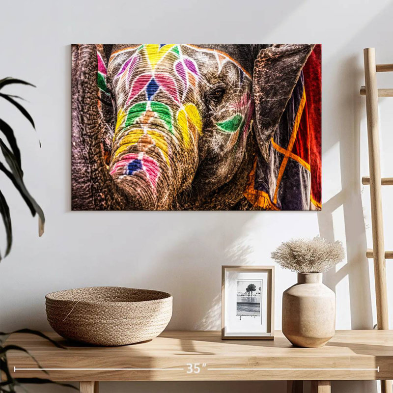 Brampt Colorful Indian Elephant, 16" H x 24" W