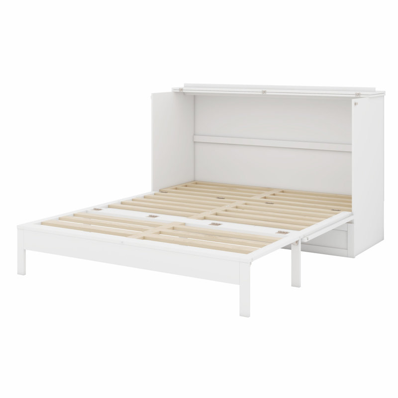 Lit escamotable avec grands tiroirs Murphy, Lit double, blanc