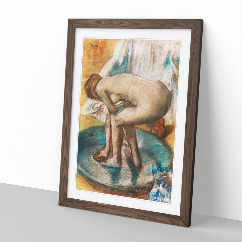 Nude Woman Bathing by Edgar Degas - Framed Print, 48cm H x 36cm W x 2cm D, Walnut Framed