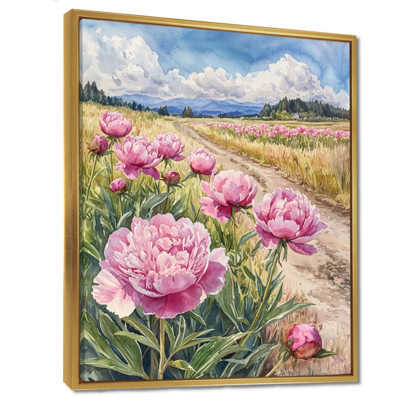 Bryner - impression sur toile florale, Impression encadrée flottante, H 44 po x l 34 po, Doré