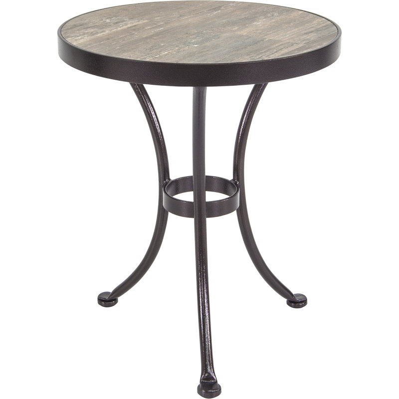 Tables Outdoor Round Side Table, Carbon Black, Summit Gray
