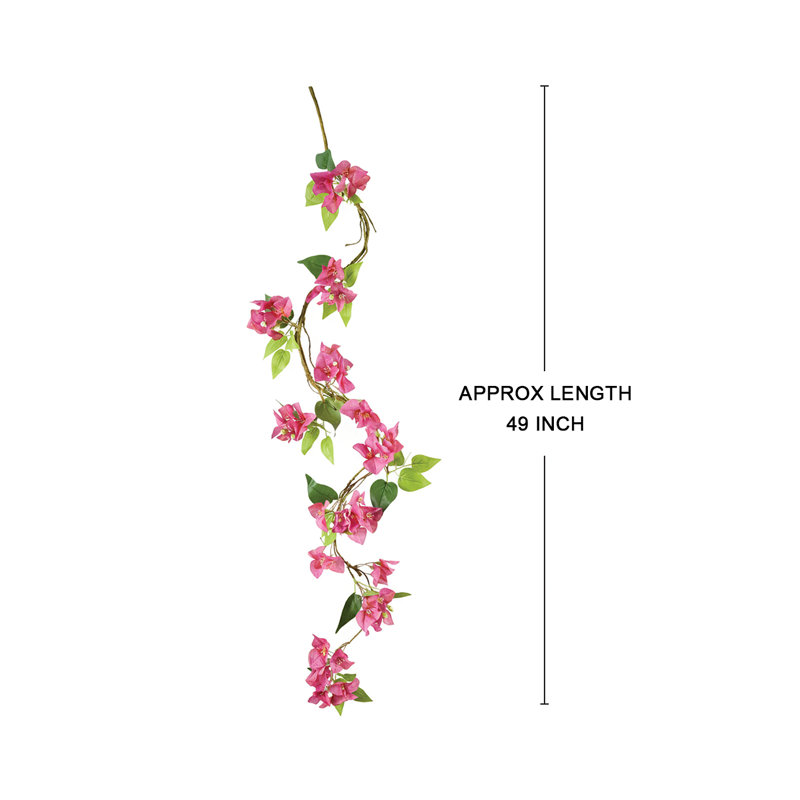  Rose vigne artificielle Bougainvillea rose - guirlande de vigne à fleurs pour fond de mariage, décoration murale, arche et maison, fausse vigne florale, longueur 53,5 po, paquet de 6