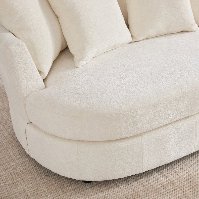 Fauteuil demi-tonneau 54,9 po, Chenille beige