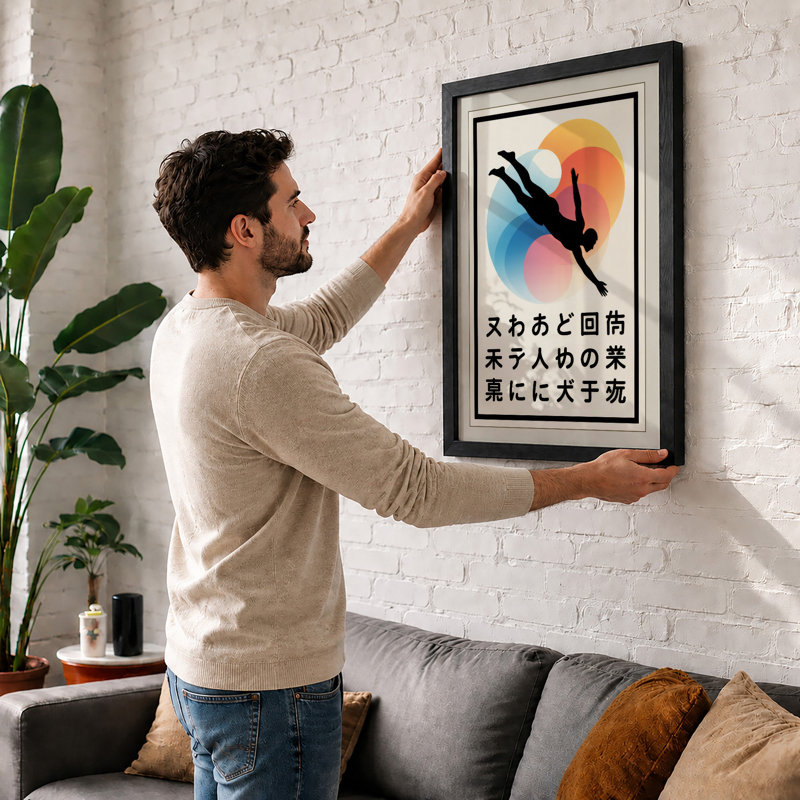 Aerial Silhouette at Sunset Japandi - Framed Print, Unframed, A3 - 42.0 x 29.7 cm