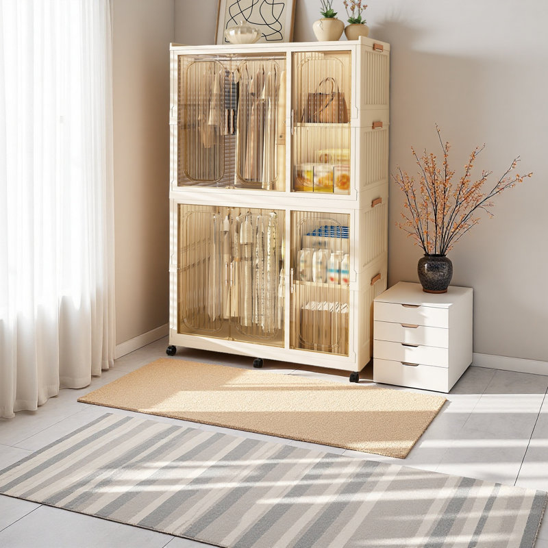 Organisateur de rangement portatif pour garde-robe pour vêtements, commode à vêtements, 6 portes magnétiques, 6 cubes et 2 tringles, 6 cintres