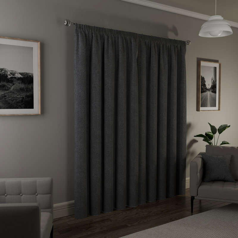 Revie Blackout Curtain Panel Pair, Grey, 117cm Width x 137cm Drop