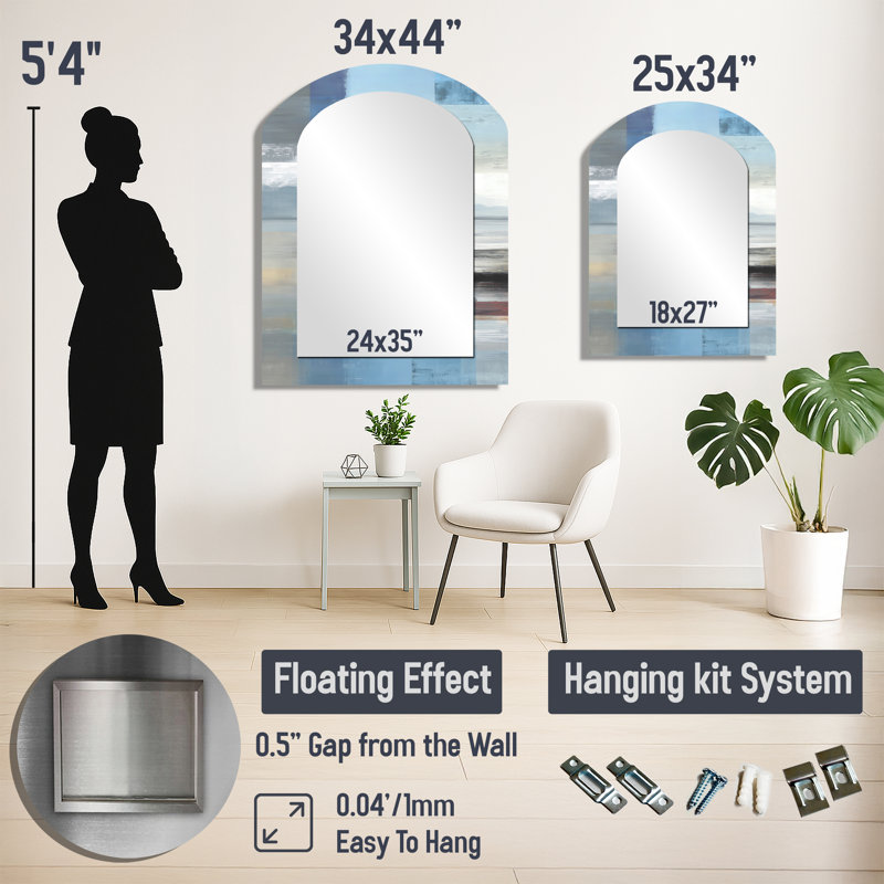 Miroir mural Modern Modern - Blue Oceans Edge of Wonder Accents, 34" x 25"