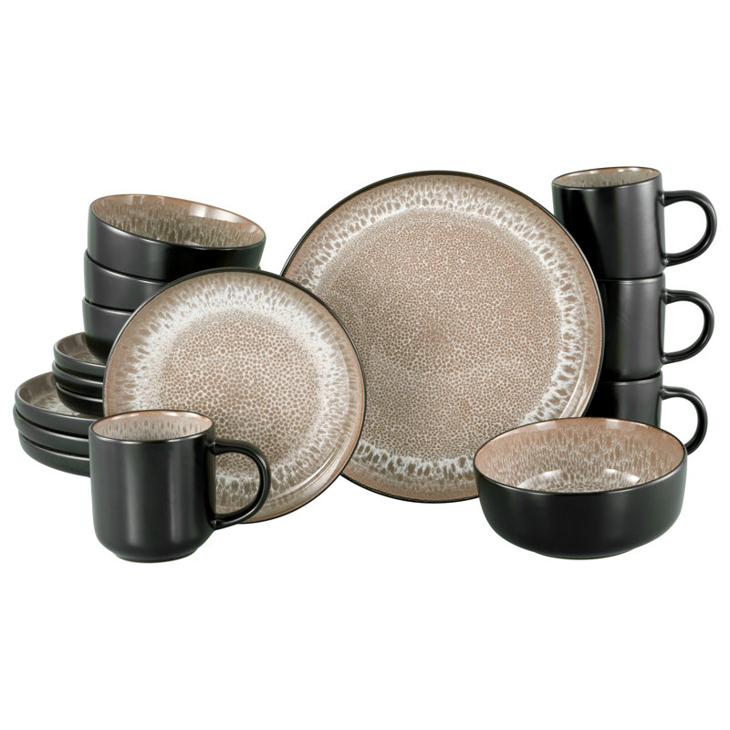Nordic Fjord Stoneware Dinnerware Set 16 Piece - Service for 4