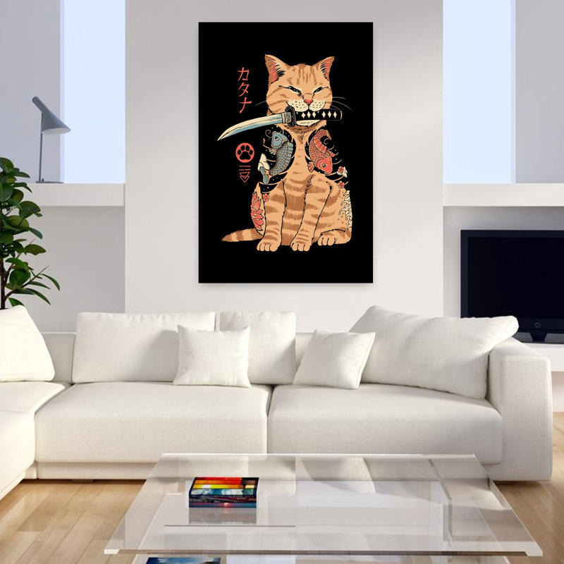 Contemporary Art Contemporary Cat Art, 48" H x 32" W