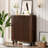 33.46" Modern Dark Walnut Wooden  6-Tier Shoe Cabinet With Louvered Doors-865478702