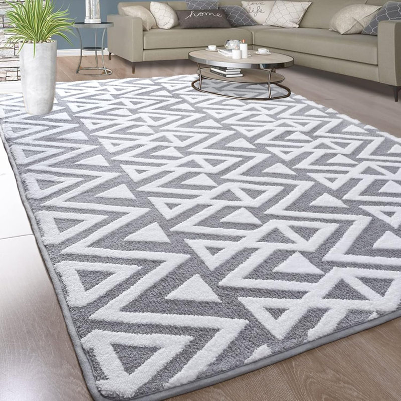 Ultra-Soft Plush Memory Foam Rug Luxury Geometric Textured Area Rug